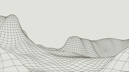 Abstract  wireframe landscape background. Cyberspace grid. 3d technology   illustration. Digital   for presentations .