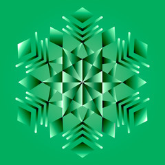 green mandala, geometric ornament, snowflake new year