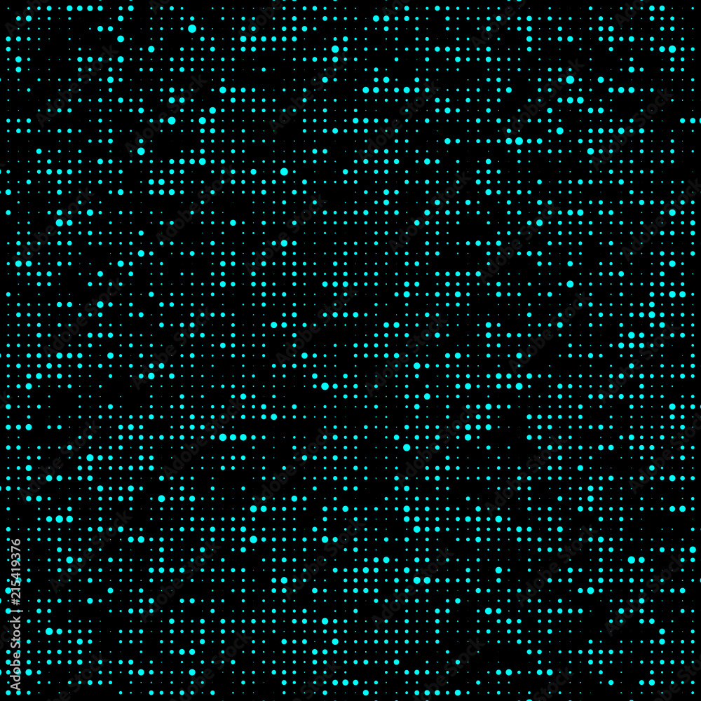 Aufkleber Halftone pattern. Corrupted code. Glitch background. Computer Virus. Gradient design background. Particle virus. Vector Illustration.