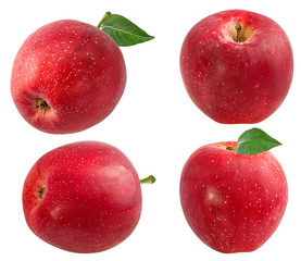 Fresh red apple isolated on white background with clipping path