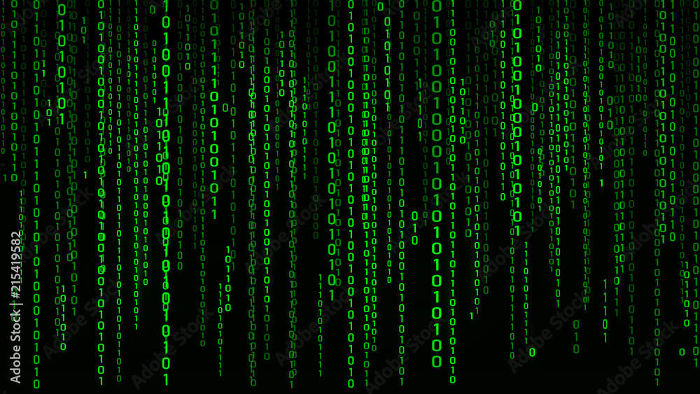 Aufkleber Digital background green matrix. Binary computer code. Vector Illustration. Hacker concept.