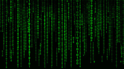 Digital background green matrix. Binary computer code. Vector Illustration. Hacker concept.