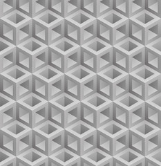 Neutral gray cubes isometric seamless pattern.