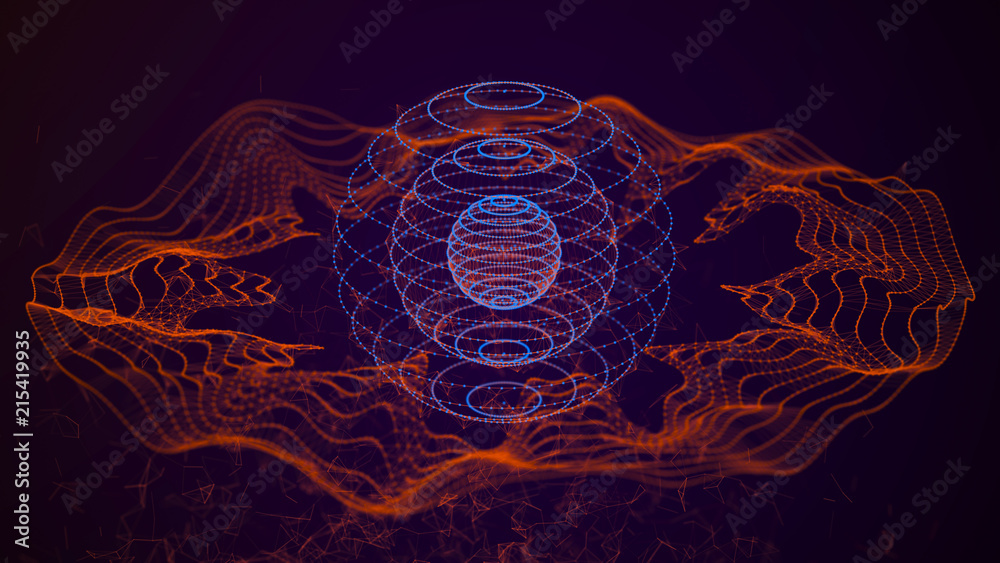 Fototapete Big data visualization. Data array visual concept. Abstract background. Analytics data visualization. 3d rendering.
