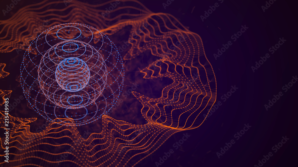 Fototapete Big data visualization. Data array visual concept. Abstract background. Analytics data visualization. 3d rendering.