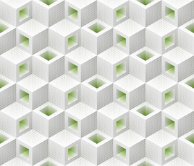 White green cubes isometric seamless pattern.