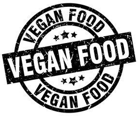 vegan food round grunge black stamp