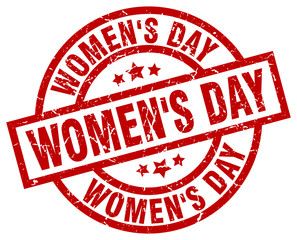 women's day round red grunge stamp