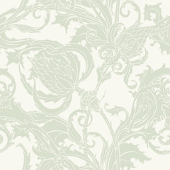 Floral seamless pattern. Abstract ornamental flowers. Flourish leaves background