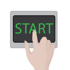 Keyboard Start Power Button  Computer or laptop with fingers Vector illustration