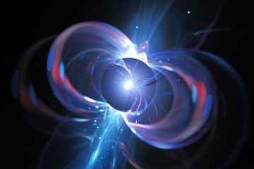 Blue glowing spinning neutron star - obrazy, fototapety, plakaty