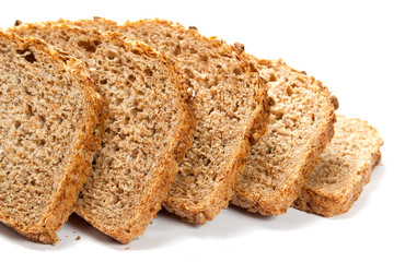 grain bread slices isolated close-up
