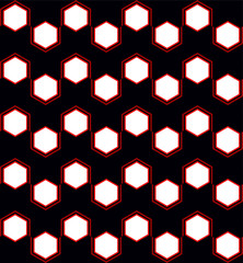 Hexagon Geometric Seamless Pattern in Red and Blue