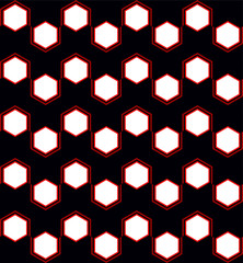 Hexagon Geometric Seamless Pattern in Red and Blue