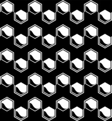 Hexagon Geometric Seamless Pattern in Black and White