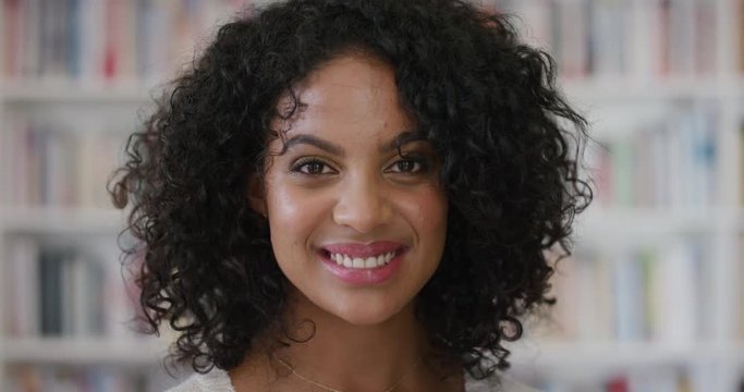 portrait beautiful young hispanic woman smiling cheerful enjoying success happy independent female student 