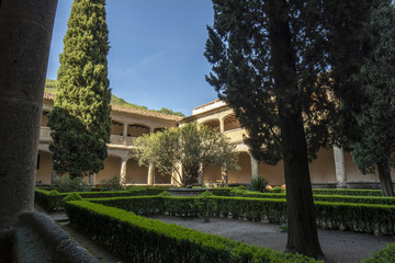 Patio del Monasterio de Yuste en la provincia de Cáceres, Extremadura, España