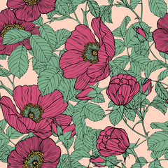 Floral seamless pattern. Flowers roses illustration