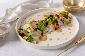 salmon salad with mushrooms