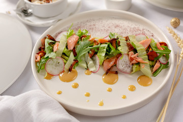 salmon salad with mushrooms