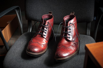 a pair of nice red leather brogues