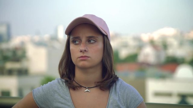Teenage Girl Giving an Angry Face.