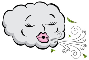 Girl Cloud Blowing Wind Cartoon