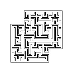 Black square labyrinth. A game for children. Simple flat vector illustration isolated on white background. With a place for your images.