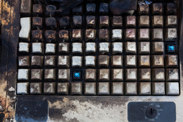 Charred and melted keyboard