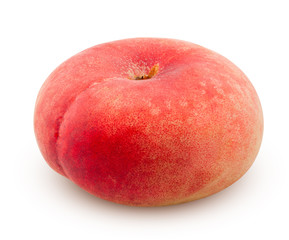 Flat peach isolated on white background, clipping path, full depth of field