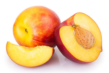 Fresh peach on white background
