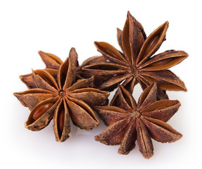 Star anise on white background