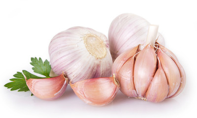 Fresh garlic on white background