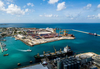 Aerial view of port in Bridgetown  Barbados - obrazy, fototapety, plakaty