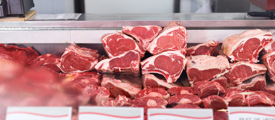 Meat displayed for sale in shop