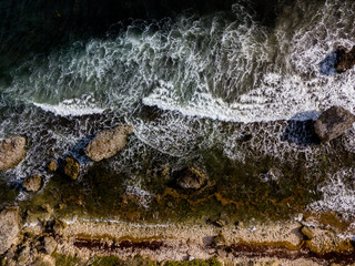 Aerial view of the coastline in Barbados in Caribbeans