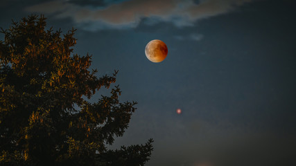 View of Total Lunar Eclipse bloodmoon on July 28 2018 in Germany
