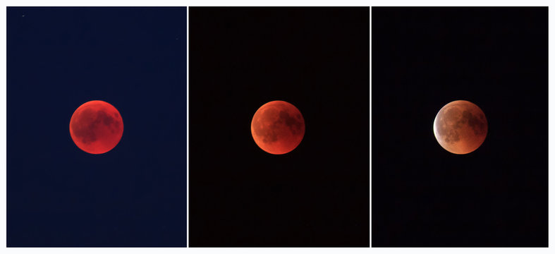 Totale Mondfinsternis in 3 Phasen, Juli 2018