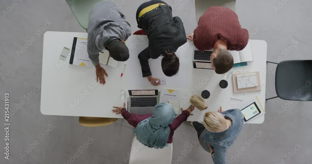 Wall mural diverse team of web developers brainstorming ideas for startup business website planning design layo