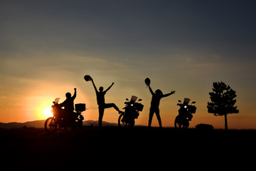 Fototapeta na wymiar motorcycle travel and team success