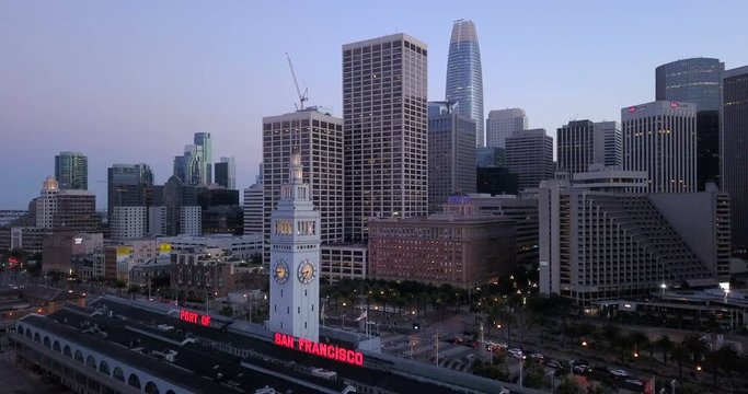 Dusk Ferry Terminal Clock Tower Waterfront San Francisco Embarcadero