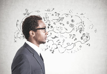 African American man glasses, arrows