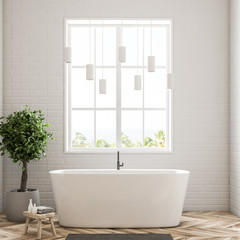 White bathtub in white bathroom