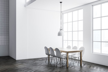 White industrial style dining room corner