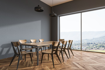 Panoramic gray dining room corner
