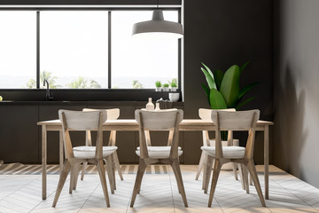 Luxury gray dining room interior