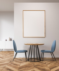 White living room, table and poster