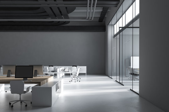 Dark gray industrial style company office