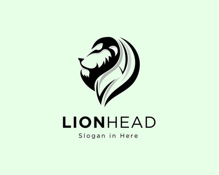 Lion art side face logo