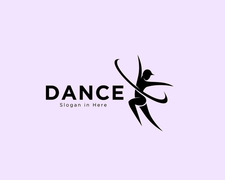 Female dance art logo, ballet dance class logo